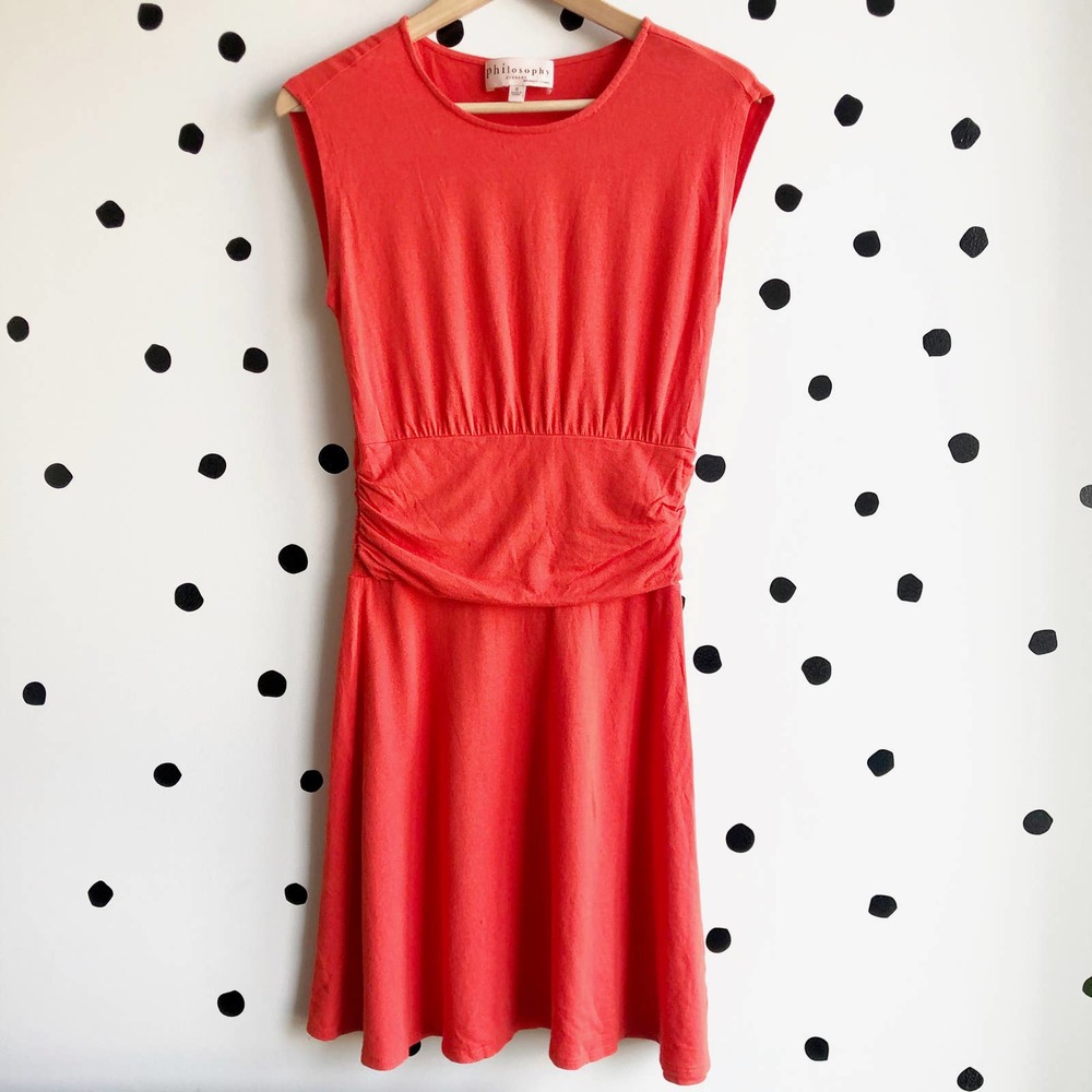 Philosophy Red Orange Fit and Flare Banded Waist Dress Size Small